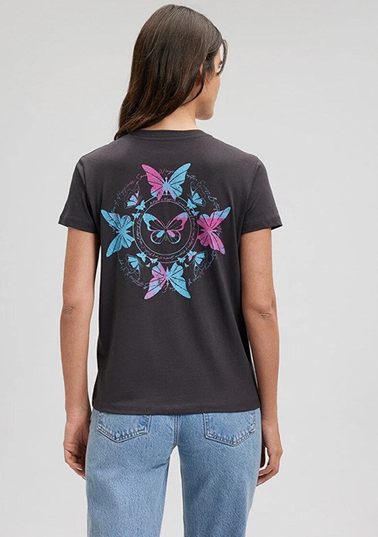 Mavi Kadın Baskılı T-Shirt