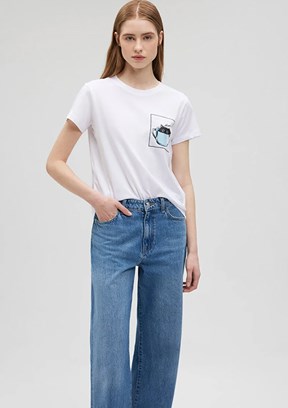 Mavi Kadın Baskılı T-Shirt