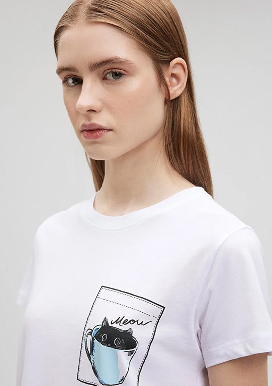 Mavi Kadın Baskılı T-Shirt
