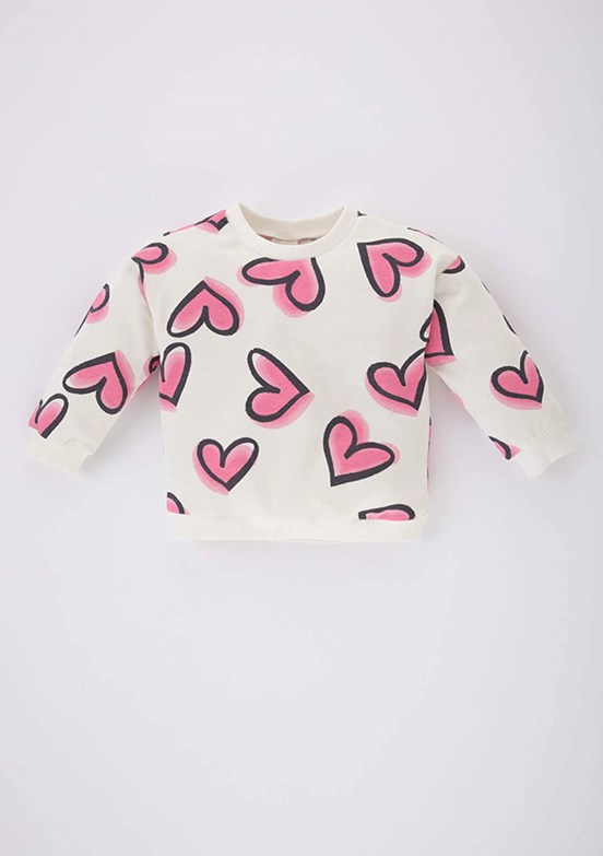 Defacto Pembe Kız Bebek Baskılı Sweatshirt