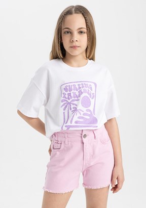 Defacto Kız Çocuk Kısa Kol T-shirt