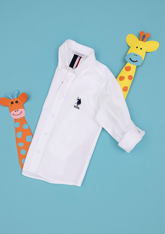 U.S. Polo Assn Beyaz Erkek Çocuk Uzun Kol Gömlek
