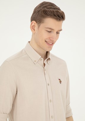 U.S. Polo Assn Bej Erkek Uzun Kol Gömlek