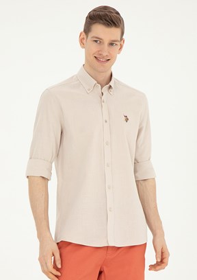 U.S. Polo Assn Bej Erkek Uzun Kol Gömlek