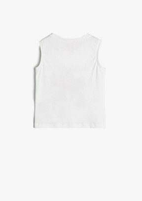 Koton Beyaz Erkek Çocuk Bisiklet Yaka T-Shirt