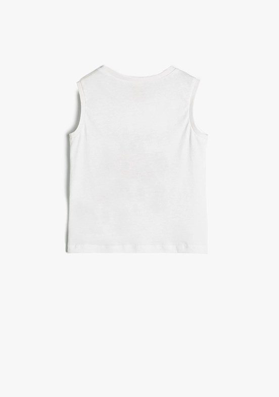 Koton Beyaz Erkek Çocuk Bisiklet Yaka T-Shirt