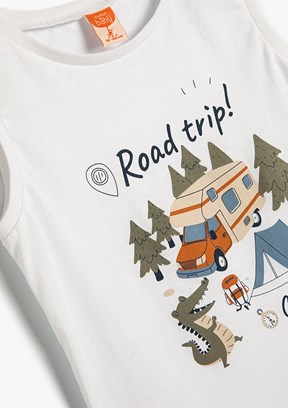 Koton Beyaz Erkek Çocuk Bisiklet Yaka T-Shirt