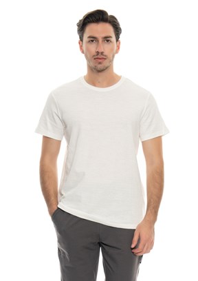Johnny Joe Beyaz Erkek Bisiklet Yaka T-Shirt