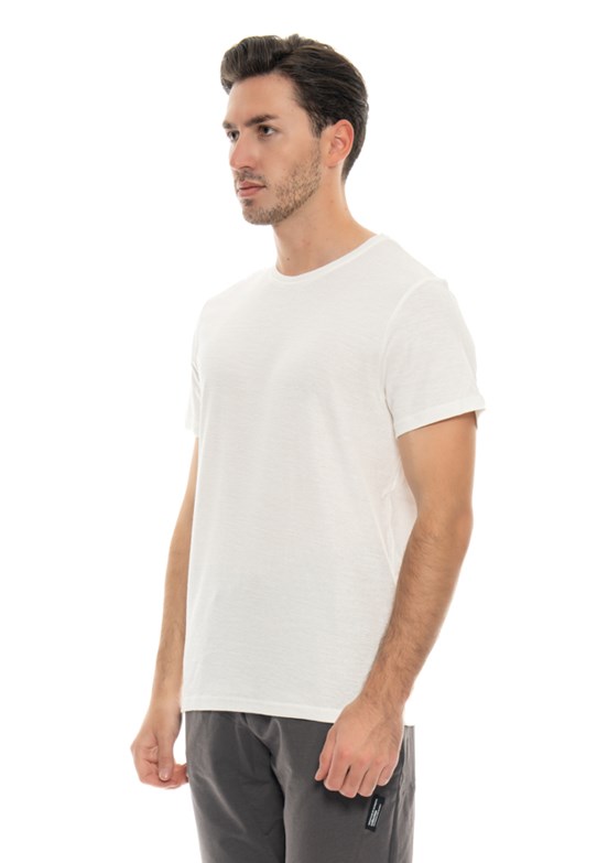 Johnny Joe Beyaz Erkek Bisiklet Yaka T-Shirt