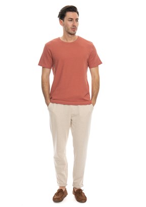 Johnny Joe Pembe Erkek Bisiklet Yaka T-Shirt