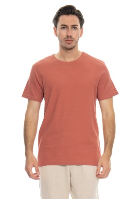 Johnny Joe Pembe Erkek Bisiklet Yaka T-Shirt