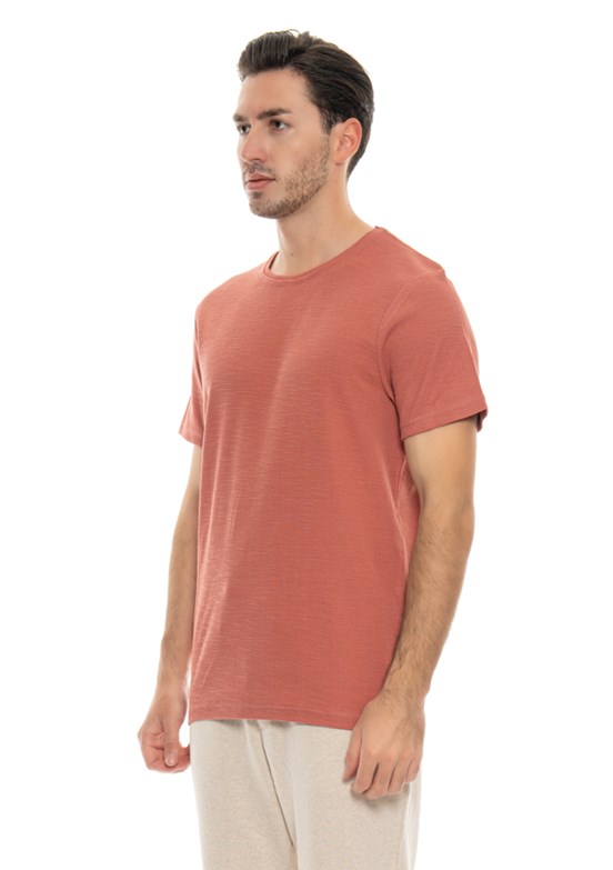 Johnny Joe Pembe Erkek Bisiklet Yaka T-Shirt
