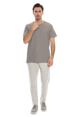 Johnny Joe Gri Erkek Bisiklet Yaka T-Shirt