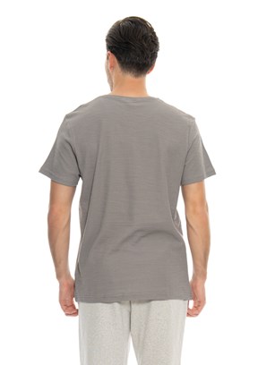 Johnny Joe Gri Erkek Bisiklet Yaka T-Shirt