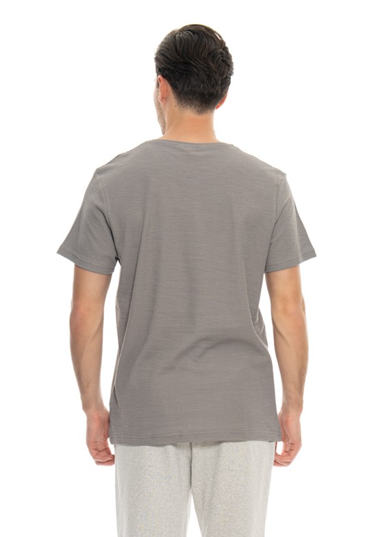 Johnny Joe Gri Erkek Bisiklet Yaka T-Shirt