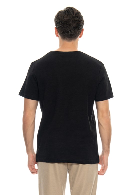 Johnny Joe Siyah Erkek Bisiklet Yaka T-Shirt