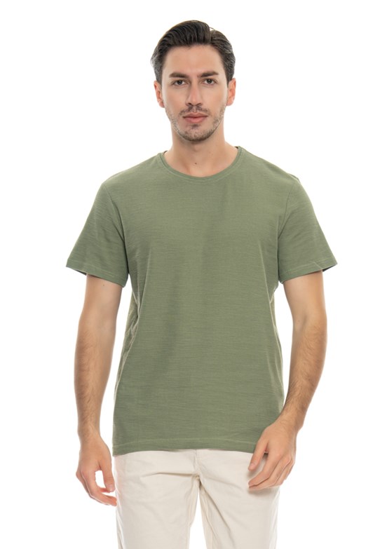 Johnny Joe Yeşil Erkek Bisiklet Yaka T-Shirt