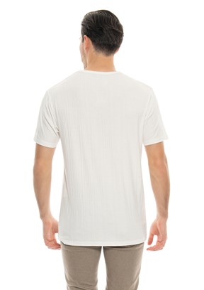 Johnny Joe Beyaz Erkek Bisiklet Yaka T-Shirt
