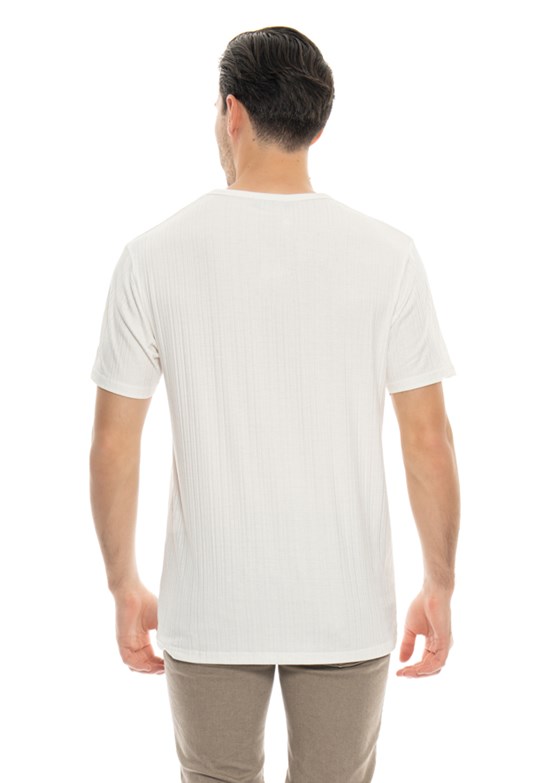 Johnny Joe Beyaz Erkek Bisiklet Yaka T-Shirt