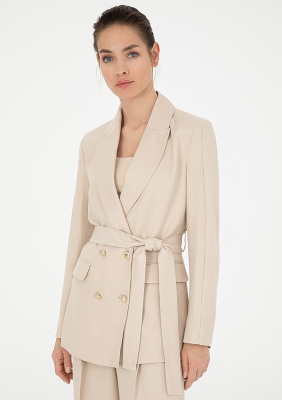 Pierre Cardin Bej Kadın Regular Ceket
