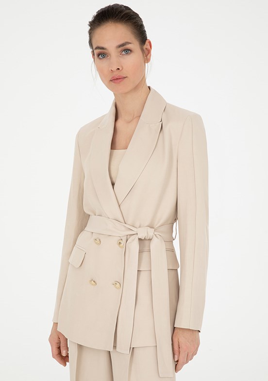 Pierre Cardin Bej Kadın Regular Ceket