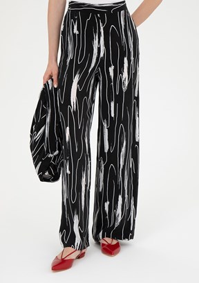 Pierre Cardin Siyah Kadın Bol Paça Pantolon
