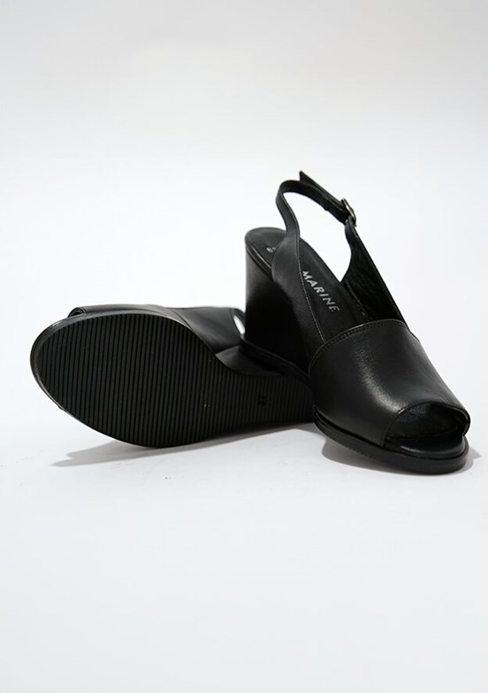 Marine Shoes Siyah Kadın Dolgu Topuk Ayakkabı