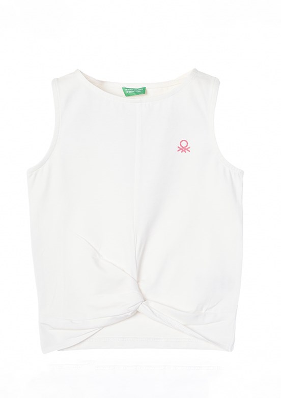 Benetton Beyaz Kız Çocuk Atlet T-Shirt