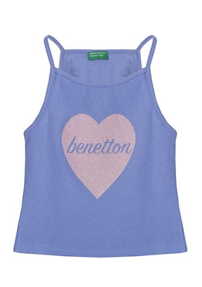 Benetton Mavi Kız Çocuk Atlet T-Shirt