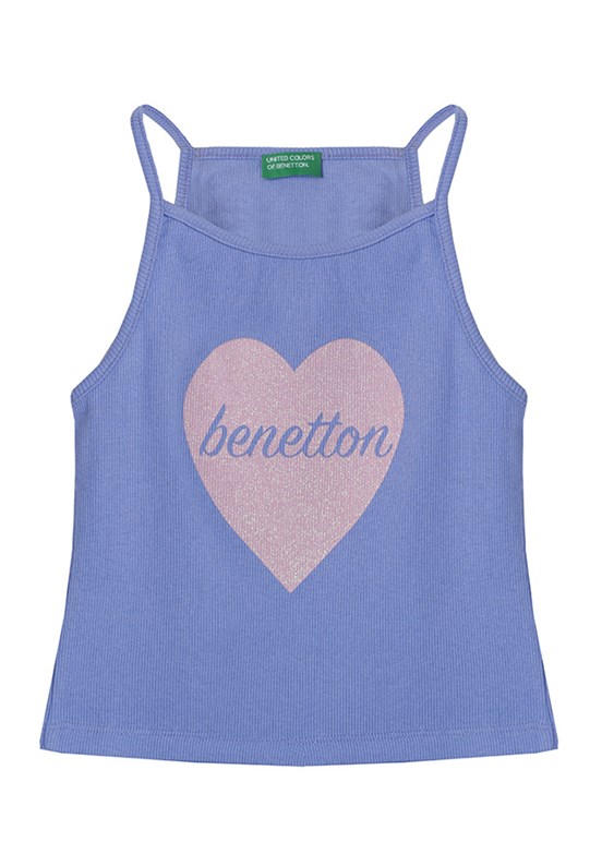 Benetton Mavi Kız Çocuk Atlet T-Shirt