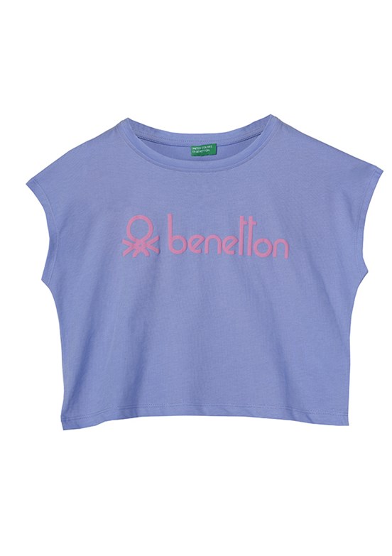 Benetton Mavi Kız Çocuk Basic T-Shirt
