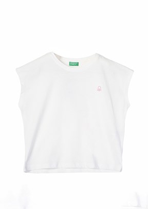 Benetton Beyaz Kız Çocuk Basic T-Shirt