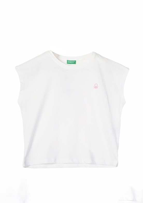 Benetton Beyaz Kız Çocuk Basic T-Shirt