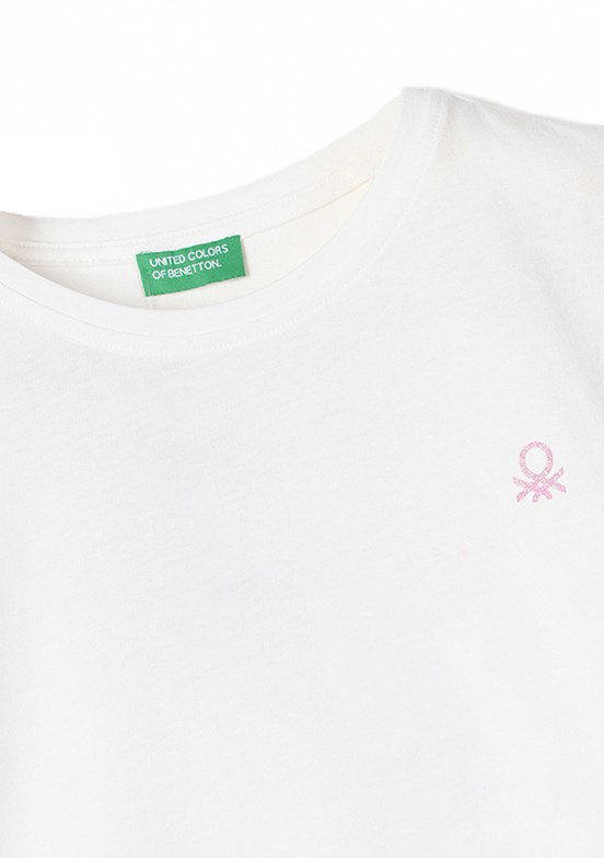 Benetton Beyaz Kız Çocuk Basic T-Shirt