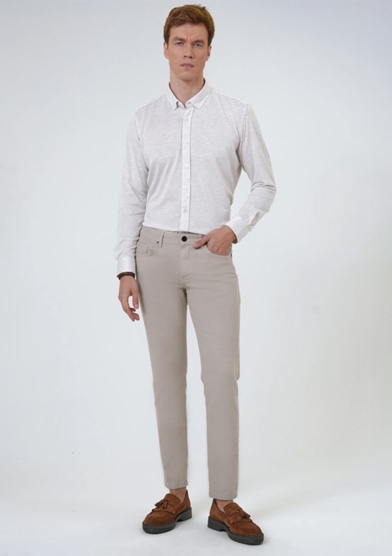 Süvari Bej Erkek Slim Pantolon