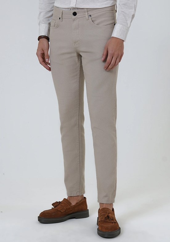 Süvari Bej Erkek Slim Pantolon