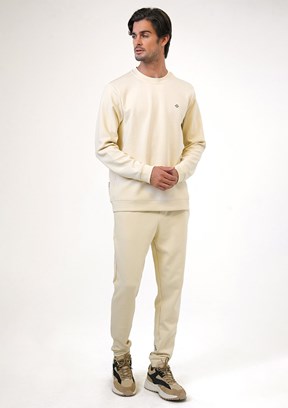 BACKANDBOND Bej Erkek Bisiklet Yaka Sweatshirt
