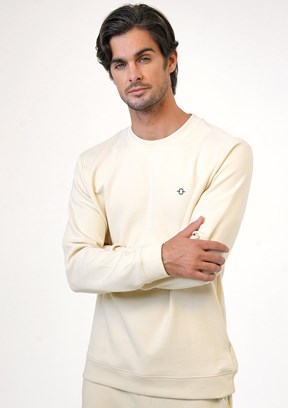 BACKANDBOND Bej Erkek Bisiklet Yaka Sweatshirt