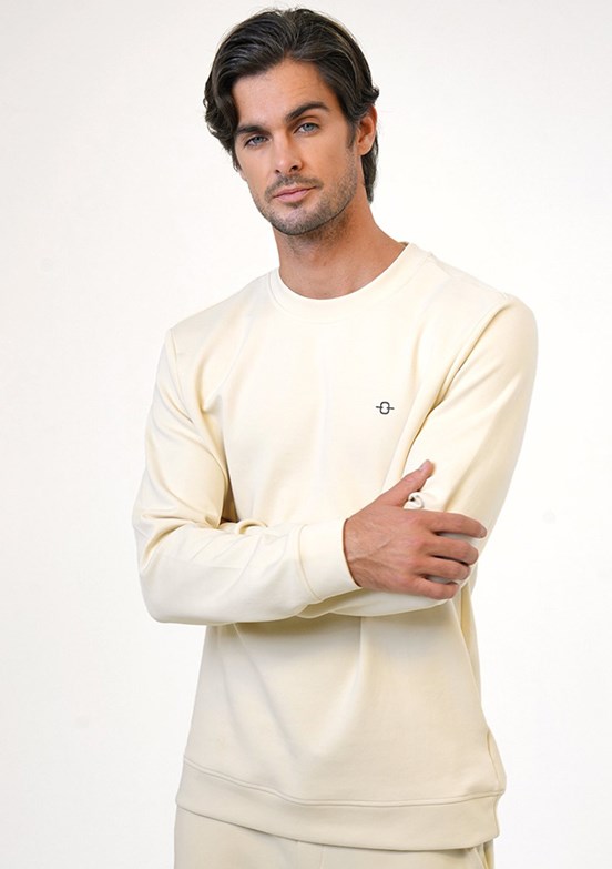 BACKANDBOND Bej Erkek Bisiklet Yaka Sweatshirt