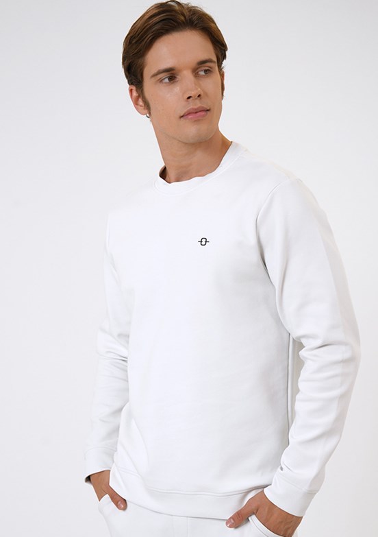 BACKANDBOND Gri Erkek Bisiklet Yaka Sweatshirt