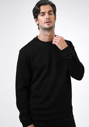 BACKANDBOND Siyah Erkek Bisiklet Yaka Sweatshirt