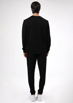 BACKANDBOND Siyah Erkek Bisiklet Yaka Sweatshirt
