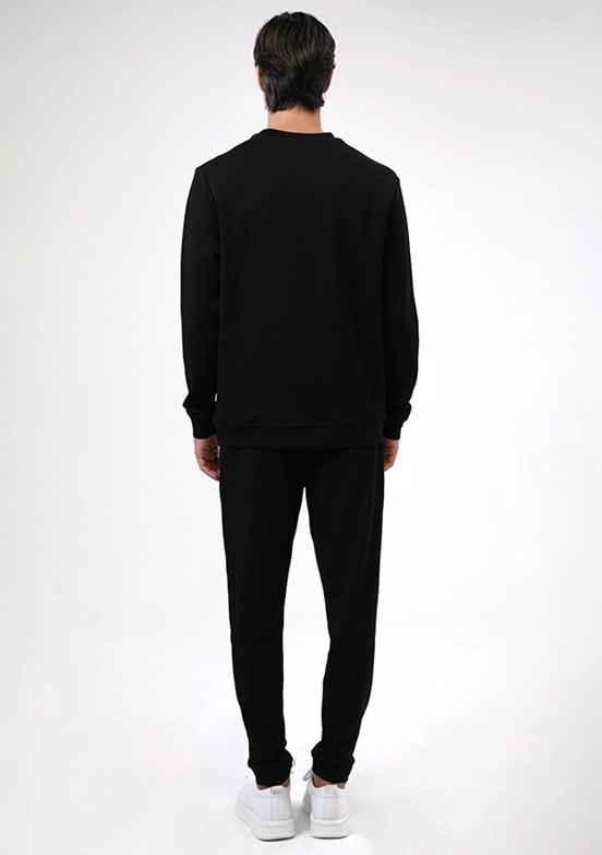 BACKANDBOND Siyah Erkek Bisiklet Yaka Sweatshirt