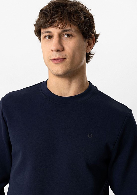 BACKANDBOND Lacivert Erkek Bisiklet Yaka Sweatshirt