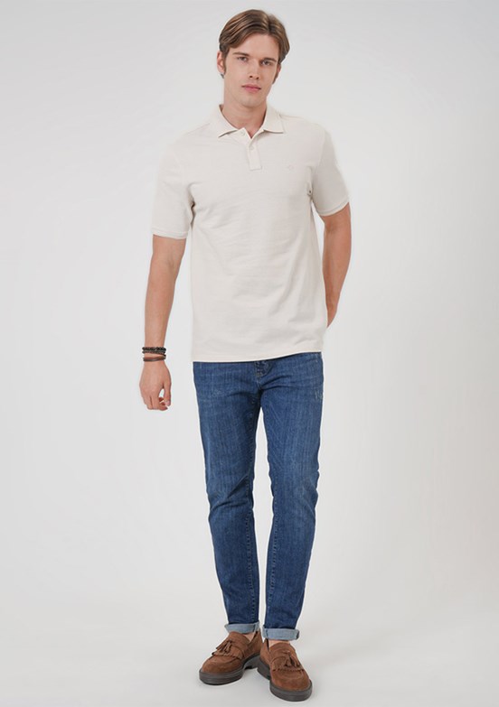 Back & Bond Bej Erkek Polo Yaka T-Shirt