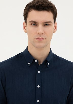 Pierre Cardin Lacivert Erkek Uzun Kol Gömlek