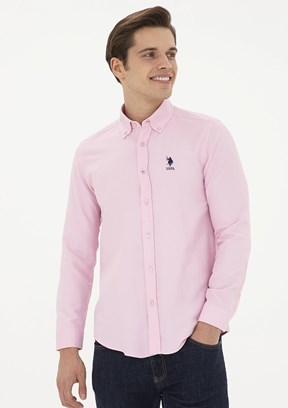 U.S. Polo Assn Pembe Erkek Uzun Kol Gömlek
