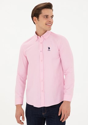 U.S. Polo Assn Pembe Erkek Uzun Kol Gömlek