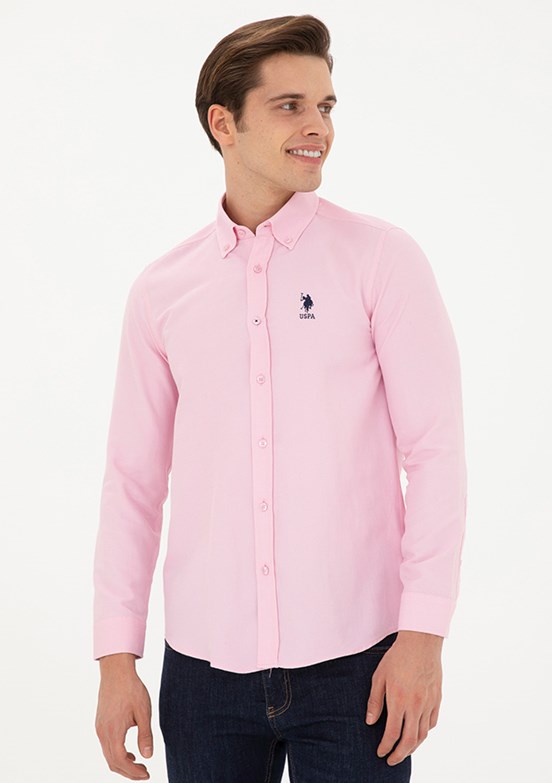 U.S. Polo Assn Pembe Erkek Uzun Kol Gömlek