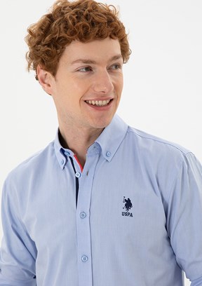 U.S. Polo Assn Mavi Erkek Uzun Kol Gömlek